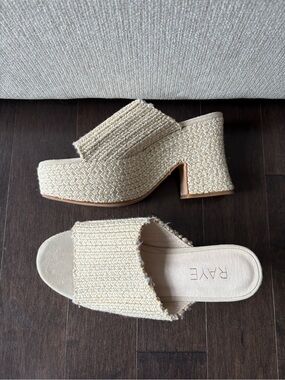 RAYE Natural Woven Platform Mule size 7.5
